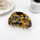Korea 7.5cm Plaid Checkerboard Claw Clip Acetate Semicircular Shell Grid Lattice