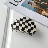 Korea 8.7cm Plaid Checker Claw Clip for Woman