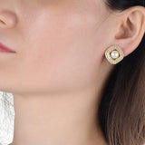 Freshwater Pearl Stud Earrings Zircon Jewelry