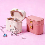 Mini Jewelry Box Pink Stud Earrings Ring Organizer