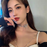 Fairy Temperament Goddess Rhinestone Butterfly Necklace
