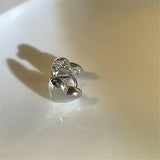 Silver Love Heart Clip Earrings No Piercing Ear Cuff Wedding Jewelry