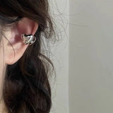 Silver Love Heart Clip Earrings No Piercing Ear Cuff Wedding Jewelry