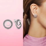 925 Silver Circle Stud Earrings for Women
