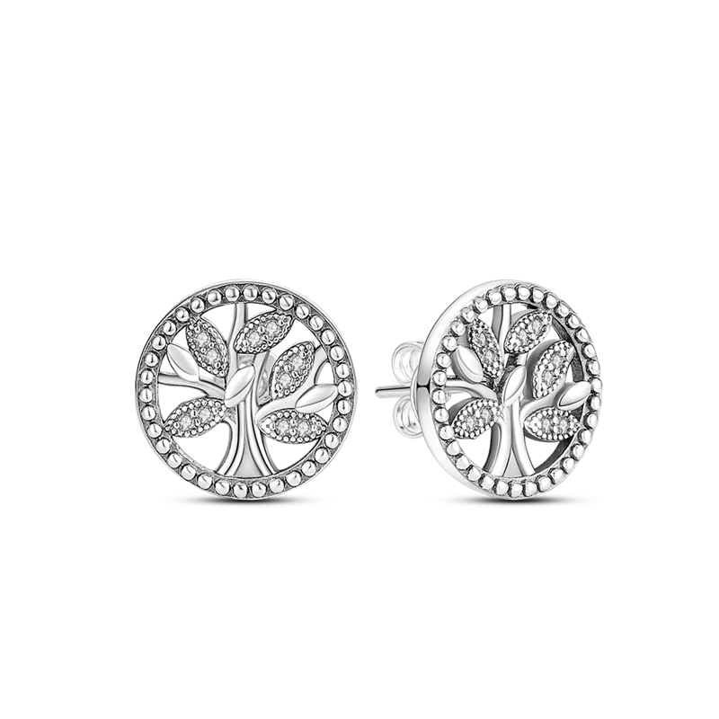 Silver Circle Stud Earrings for Women