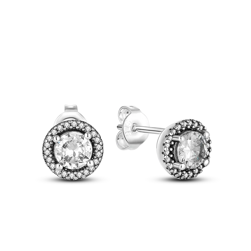 Silver Circle Stud Earrings for Women