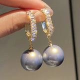 Pearl Drop Earrings Rhinestone Wedding Engagement Jewelry