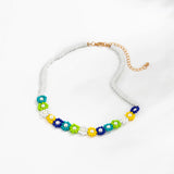 Colorful Acrylic Flowers Beaded Chain Choker Necklace for Women