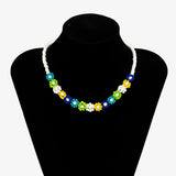 Colorful Acrylic Flowers Beaded Chain Choker Necklace for Women