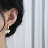 Pearl Pendant Zircon Bow Earrings for Women's Jewelry