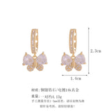 Pearl Pendant Zircon Bow Earrings for Women's Jewelry