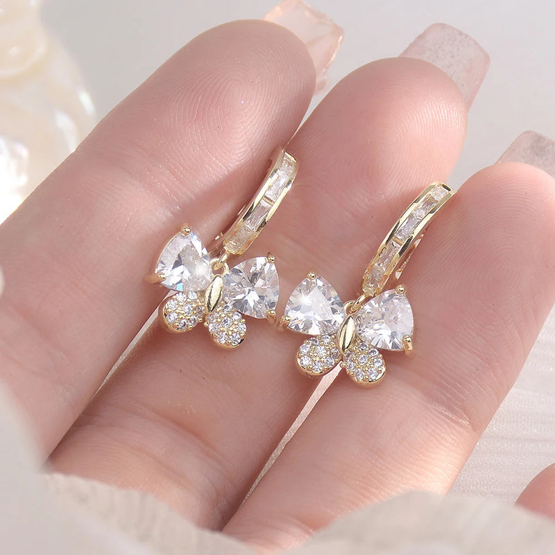 Pearl Pendant Zircon Bow Earrings for Women's Jewelry