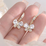 Pearl Pendant Zircon Bow Earrings for Women's Jewelry