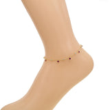 Delicate Tiny Red Cz Charm Anklet Chain With Mulit Charm