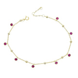 Delicate Tiny Red Cz Charm Anklet Chain With Mulit Charm