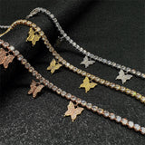 Butterfly Necklace Pendant Cuban Chain Rhinestone Jewelry Party Gift