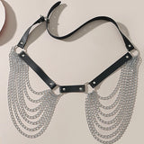 Leather Belt with Chains Body Harness Waist Goth Strap