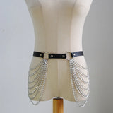 Leather Belt with Chains Body Harness Waist Goth Strap