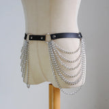 Leather Belt with Chains Body Harness Waist Goth Strap