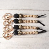 Leopard Print Silicone Beaded MAMA Keychain Bag Pendant Gift for Mom Sister