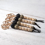 Leopard Print Silicone Beaded MAMA Keychain Bag Pendant Gift for Mom Sister