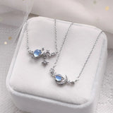 925 Silver Moon & Star Necklace Set for Women