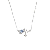 925 Silver Moon & Star Necklace Set for Women