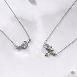 925 Silver Moon & Star Necklace Set for Women