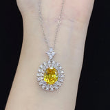 Yellow Zircon Citrine Diamond Pendant Necklace 925 Silver Jewelry