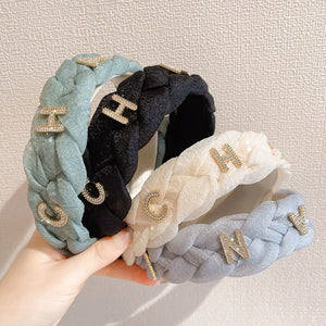 Satin High Cranial Top Headband with Kenaf Flower