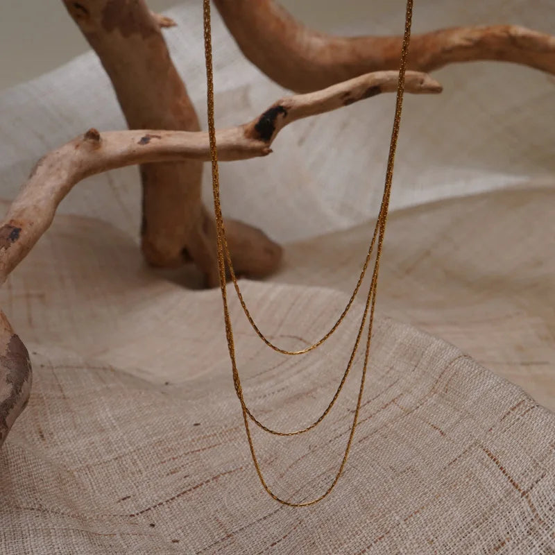 Layered Silver Chain Necklace 14k Plated - Women