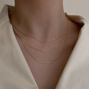 Layered Silver Chain Necklace 14k Plated - Women