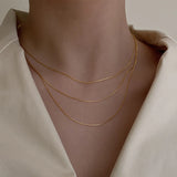Layered Silver Chain Necklace 14k Plated - Women