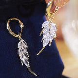 Long Leaves Joker Drop Earrings Crystal Dangle Jewelry