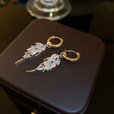 Long Leaves Joker Drop Earrings Crystal Dangle Jewelry