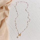 Long Synthetic Round Pearl Necklace with Toggle Clasp Pendant