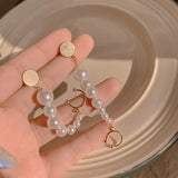 Long Tassel Pearl Clip Earrings for Women Geometric Ear Cuff
