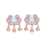 Longevity Lock Women's Stud Earrings Safe Ruyi Lock Earrings Sale