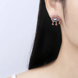 Longevity Lock Women's Stud Earrings Safe Ruyi Lock Earrings Sale