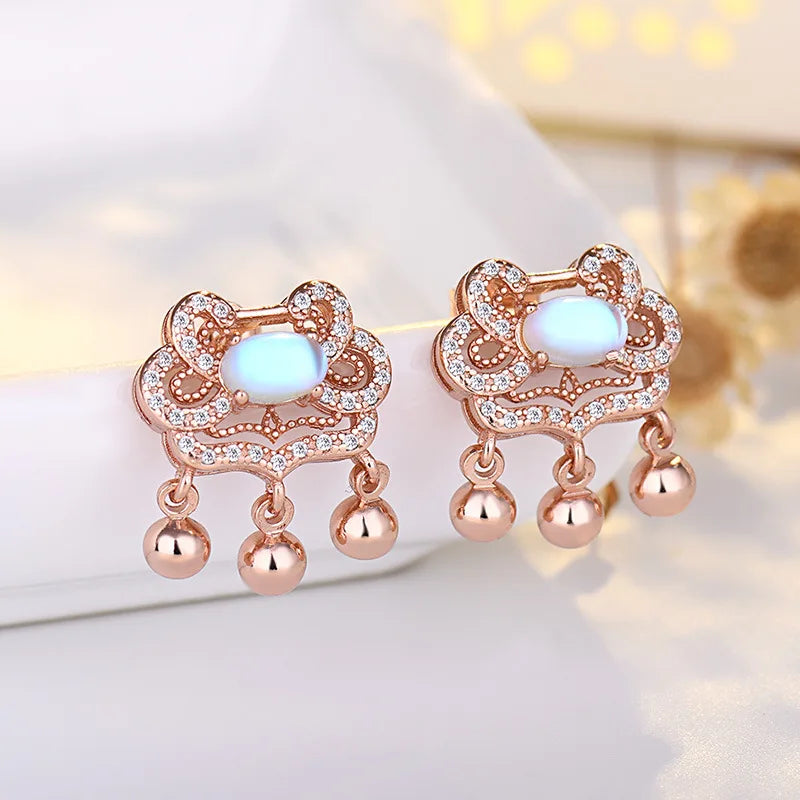 Longevity Lock Women's Stud Earrings Safe Ruyi Lock Earrings Sale