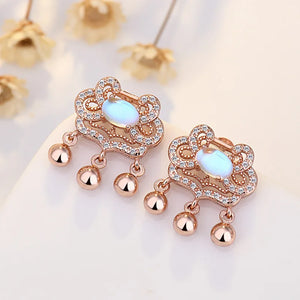 Longevity Lock Women's Stud Earrings Safe Ruyi Lock Earrings Sale