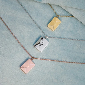 Love Envelope Pendant Necklace Heart Seal Love Message Locket Pendant