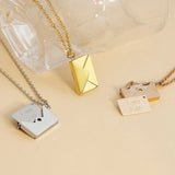 Love Envelope Pendant Necklace Heart Seal Love Message Locket Pendant