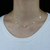 Micro Pave 5PCS Heart Charm Link Chain Necklace For Women