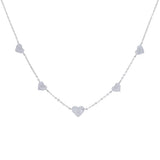 Micro Pave 5PCS Heart Charm Link Chain Necklace For Women