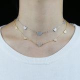 Micro Pave 5PCS Heart Charm Link Chain Necklace For Women