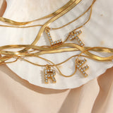 Crystal Letter Charm Double Layer Bracelet for Lady Zircon Initial Bangle