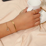 Crystal Letter Charm Double Layer Bracelet for Lady Zircon Initial Bangle