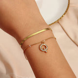 Crystal Letter Charm Double Layer Bracelet for Lady Zircon Initial Bangle