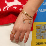 Crystal Letter Charm Double Layer Bracelet for Lady Zircon Initial Bangle